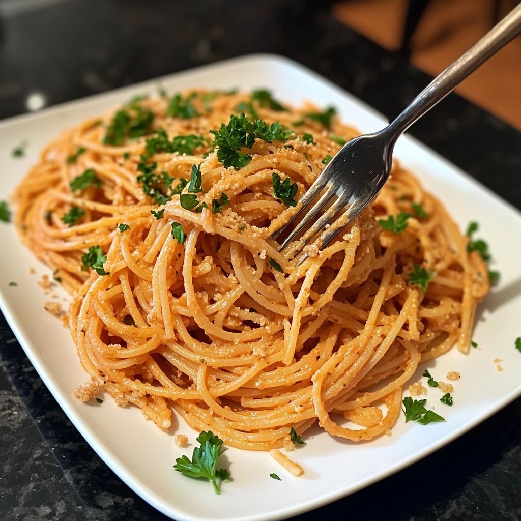 Spaghetti mit Pilzen und Petersilie