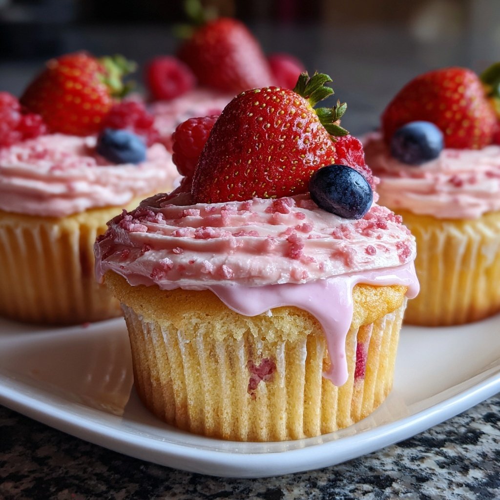 Cupcakes mit Erdbeerfrosting