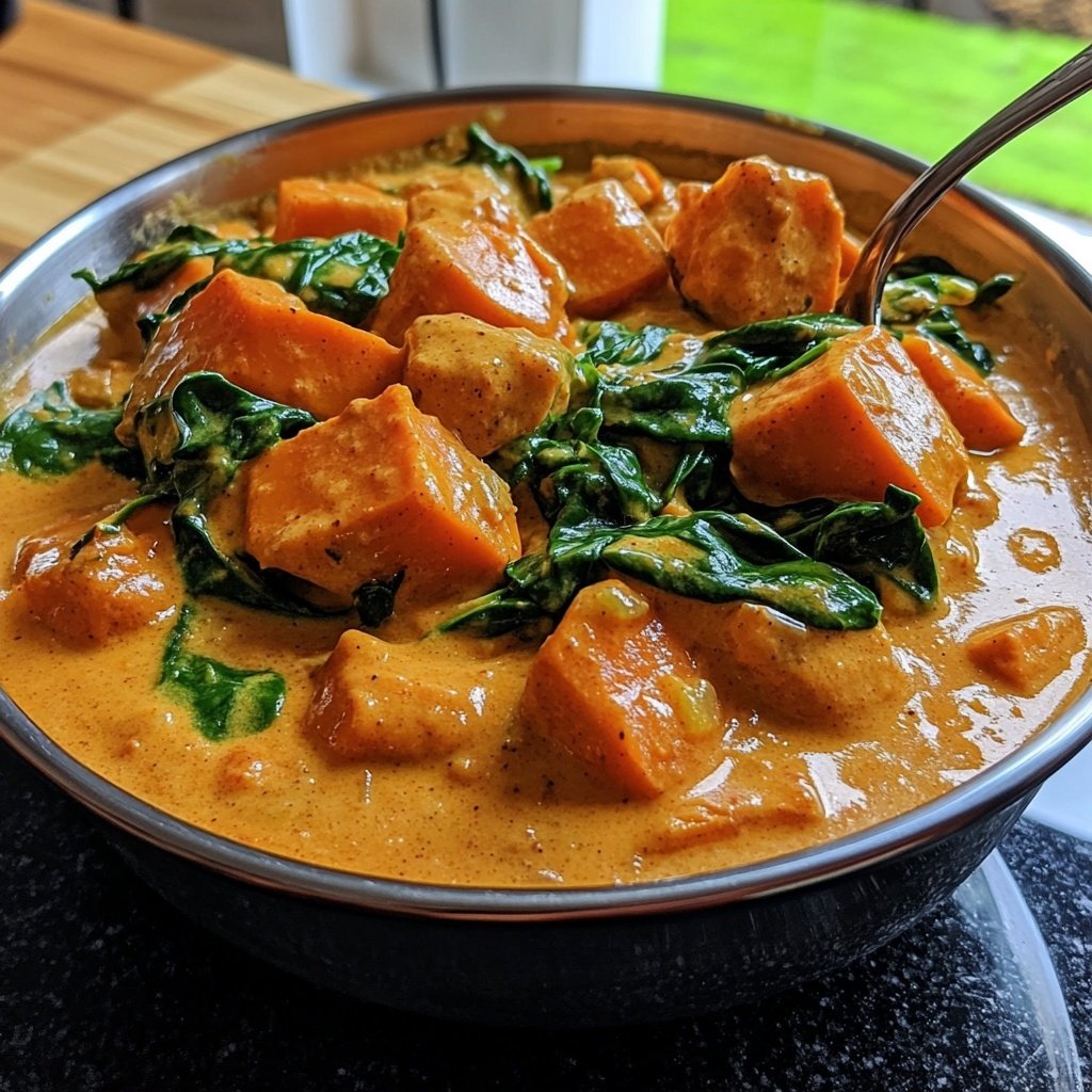 Süßkartoffelcurry mit Spinat