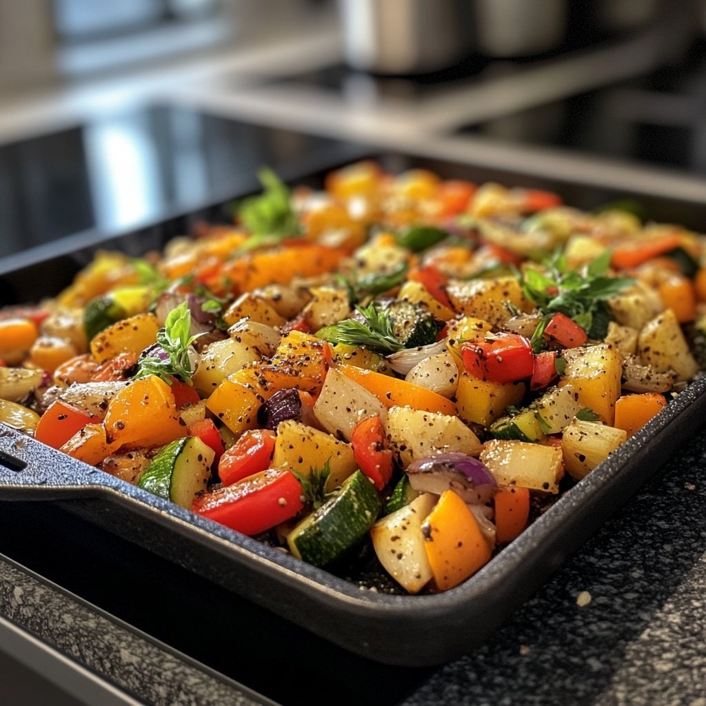 Gemüsepfanne mit Knoblauch