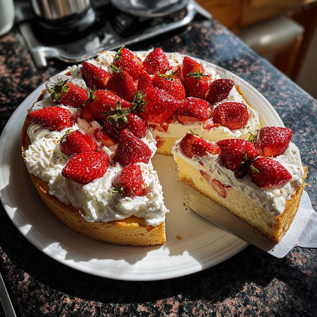 Erdbeerkuchen Mit Cremigem Topping